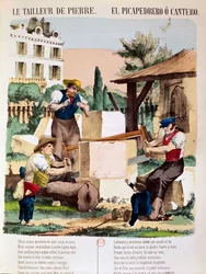 ストーンメイソン、子供向けの本のイラスト、c.1890