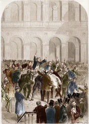 1857年、パリ証券取引所のバスケット。