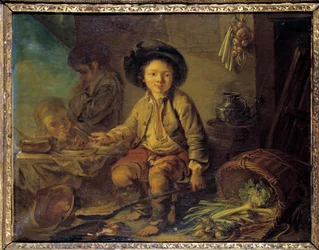 フランス派の絵画、小さなサヴォワールの朝食。1750-1780年頃。薄暗い。0.59×0.73m。