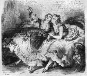 フランス王ルイ15世（Bien-Aime）（1710-1774）の「ハーレム」の娘たち。モーリス・ラシャトレ著「Histoire des Papes-Rois-Queen and Empereurs a travers les centuries」に掲載されている図版