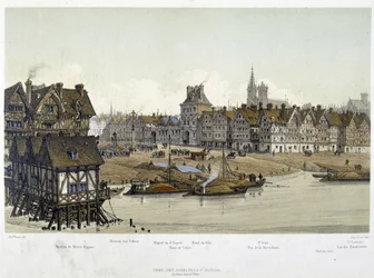 1583年のパリ・ホテル・ド・ヴィルの地区 - 19世紀末の「時代を超えたパリ：寺院とロワイヤル通り」にて