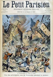 チリの地震。災害時のバルパライソ - 1908年09月09日付「リトル・パリジャン」にて