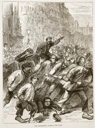 1871年3月、武装勢力が銃を押収しました。1870年から1871年のフランスとドイツ間の戦争のカッセルズ歴史のイラスト