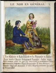 一般的な名前（犬を持った男の子と人形を持った女の子） - "La grammaire en images "にて