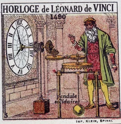 レオナルド・ダ・ヴィンチ（Leonardo da Vinci）（1452 - 1519）の振り子時計（1490年の振り子） - Henri Arnouldの "Energy", ed.Quillet、パリ、20世紀