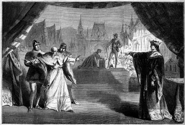 演劇的表現。アドルフ・カルカソンヌ（1826-1891）の「フラン判事の娘」の第2幕第7場。マルセイユ劇場