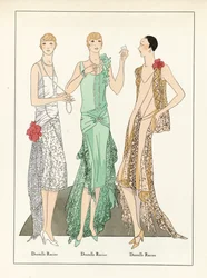 レースドレスのための3つのデザイン1923年頃発行（ポショワール版画）