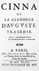 Cinna ou la Clemence dAugusteのタイトルページ、ピエールコルネイユ（1606-84）、1643年発行