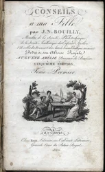 ジャン・ニコラ・ブイリー（1763-1842）の「娘への助言」のタイトルページ。1820.個人蔵。