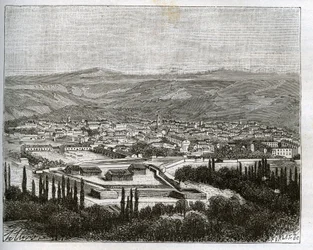 19世紀のTlemcen en agery - V.A. Malt-Brownの「La France illustree: geographie, histoire, administration statistique」に掲載された彫刻。1884