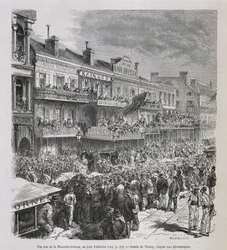 1875年の選挙の日のニューオリンズの街 - 1876年後期の「Le Tour du Monde」にて