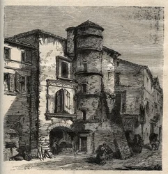 Uzes - le vieux chateau -Gard - France - "PATRIE" の刻印 - DESCRIPTION PECTUREQUIREQUE DE LA FRANCE EN 6 VOLUES BY LUCIEN HUARD - 19世紀末