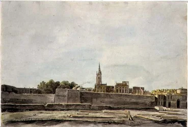 南フランスの町並みの眺め 1800年頃 （紙に水彩画）