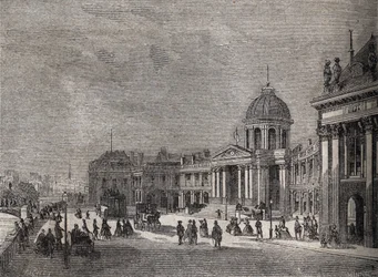 パリのフランス学士院パレの眺め 旧四カ国大学 - Victor Duruy (1811-1894)の「Histoire de France」に掲載された彫刻 - 1882年