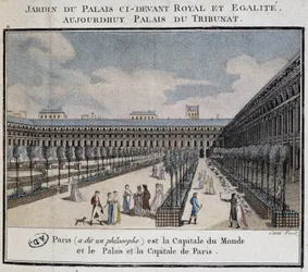 王宮(Palais du Tribunat)の庭と散歩者の眺め