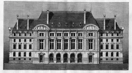 アンリ＝ポール（Henri Paul）・ネノ（1853-1934）によるパリのソルボンヌ大学の新校舎の外観（メインファサード