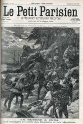 キューバの戦争（独立）。補強材と弾薬を受け取るインサージェスキューバ人は1895年にスペインの支配に対抗して立ち上がり、1896年にアメリカ人の助けを借りて戦争を終結させた。"The Little Parisien", 24/04/1898.