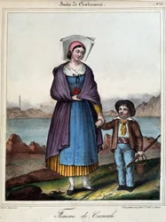 カンケールの女性とその子供、1845年頃