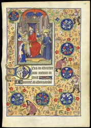 f.135r 「マルグリット・ドルレアンの時祷書」から、イエスの運命について手を洗うピラトのミニチュア