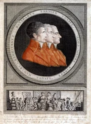 ナポレオン・ボナパルト（1769-1821）、ジャン・ジャック・レジス（Jean-Jacques-Regis）・ド・カンバセレス（1753-1824）、シャルル・フランソワ・ルブラン（1739-1824）の3人の領事の肖像"