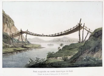 アレキサンダー・フォン・フンボルト（Alexander de Humboldt）の図面を基にした、南アメリカのロープ吊り橋