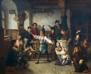 ブラインドマンズブラフをしている子供たち、1860年頃、フリードリッヒ・カール・ホーシュ（1836-1888）作、キャンバスに油彩、ドイツ