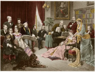 リヒャルト・ワーグナーとリスト、バイロイトでのコジマとジークフリート - After Fritz Georg Papperitz