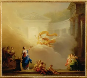 喜劇と悲劇のミューズたち（キャンバスに描かれた絵画）