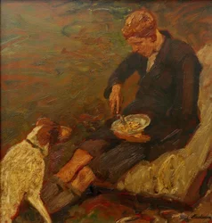 犬を連れた少年