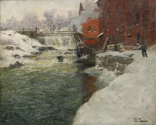 Aker River Kristianiaによるキャンバス工場、c。 1890