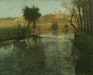 フランスの川の風景、1895年頃（絵画）