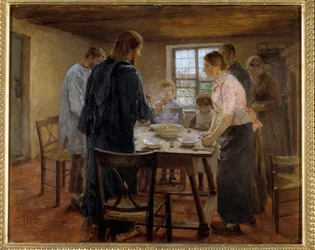 農民の中のキリスト像 フリッツ・フォン・ウーデ（1848-1911）による絵画 1887-1888年 日。0.5x0.6 m パリ、オルセー美術館