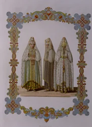 トルジョークの乙女のコスチュームシリーズからのロシアの服、1851