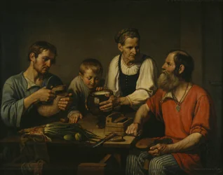 1824年の夕食前の農民家族