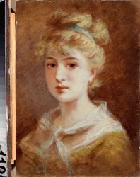 Une femme parisienne (A Parisian Woman) - Fyodor Petrovich Tchumakov (Tchoumakov) (1823-1911) による絵画、キャンバスに油彩、19 世紀後半から 20 世紀初頭のロシア美術、モダニズム - 北オセチアの M トゥガノフ美術館、ウラジカフカス (ロシア) )