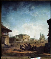 Vue de la ville de Nikolaev (Nikolayev) en ウクライナ (Nikolayev の町の眺め)。 Peinture de Fyodor Yakovlevich Alexeev (1753-1824)