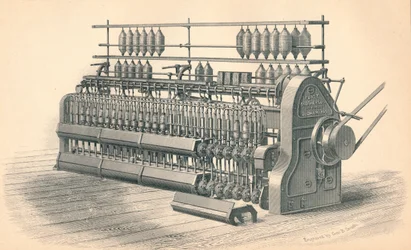 仕上げのロービング フレーム、Platt, Brothers & Co. Oldham 作、1874 年