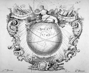 1749 年 4 月 27 日にロンドンのセント ジェームズ パークで開催された王立花火大会の入場券