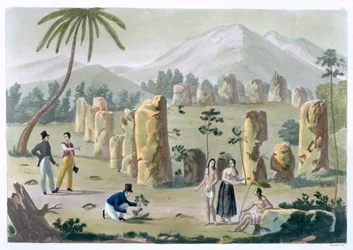 「古代の家、テニアン島」、c1820-1839