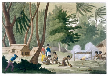 「ラワク島のパプー族」、c1820-1839