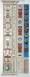 バチカン市国のラファエロのロッジアのパネル、ジョヴァンニ・オッタヴィアーニ（c.1735-1808）が彫った「Delle Loggie di Rafaele nel Vaticano」より、1772-77年に出版された手彩色のエングレーヴィング。