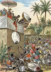 アフリカでの人身御供、1900年頃（イラスト）