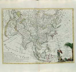 アジアは主要な州に分かれており、1777年にヴェネツィアでアントニオザッタが出版したプライベートコレクションのトマス1世から取ったG.ズリアーニの彫刻