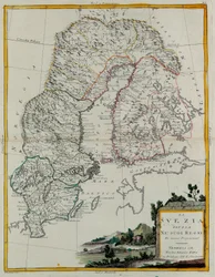 アントニオ・ザッタが1781年にヴェネツィアで出版した「最新アトラス」の第3巻から抜粋したG.ズリアーニのエングレーヴィング、個人蔵