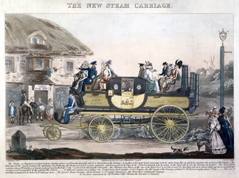 Henry Pyall（1795-1833）1827（色付きのアクアチント）が刻まれた新しい蒸気キャリッジ