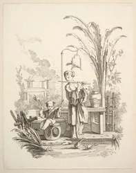 フルート奏者と子供のティンパニスト、ca. 1742年。