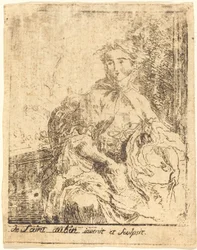 テラスの若い女性
