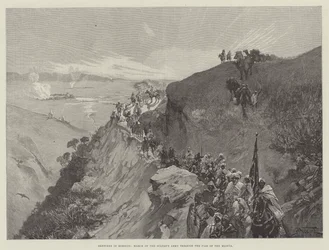 モロッコでの通過、スルタン軍の行進、ムルイア峠