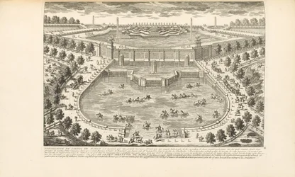 チャールズ・アントワーヌ・ジョンバートによる「Les Delices de Versailles et des Maisons Royales」、1766年からのマーリーの庭の極限