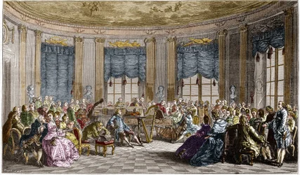 サン・ブリッソン伯爵夫人が行った音楽会 - サン・トーバン（Saint-Aubin）の後にデュクロが彫ったもの。